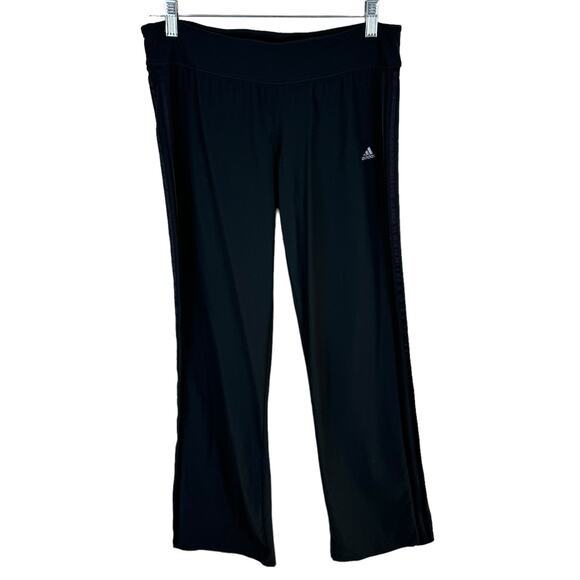 Adidas Climalite Black Straight Leg Stretchy Elastic Waist Mid Rise Leggings M - Picture 1 of 7
